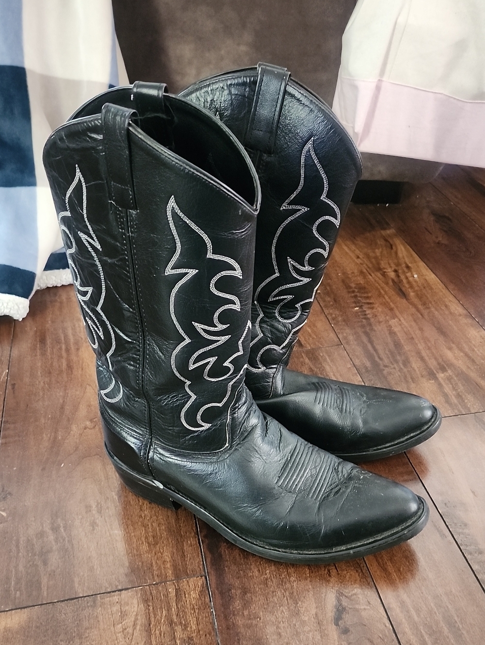 Old West Black Men's Size 10 Cowboy Boots